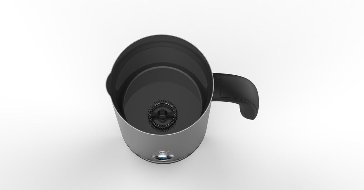 Electric Basic Series Milk Frother 200ml Capacity Non-Stick Warm and Cold Milk Foam for Cappuccino, Latte Macchiato and Cocoa, 360°Base, Silver