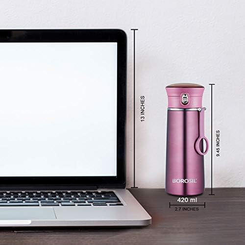 Travelease Purple Stainless Steel Hot & Cold Bottle – 420 mL (BT420PE102) | Leak-Proof Sipper Bottle for Travel & Daily Use