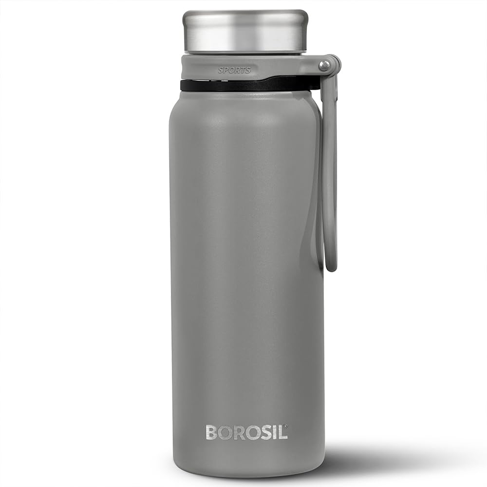 Hydra Aquafit 830ML Grey Stainless Steel Water Bottle – Ideal for Gym, Office, School (AQUAFIT 830-Grey)