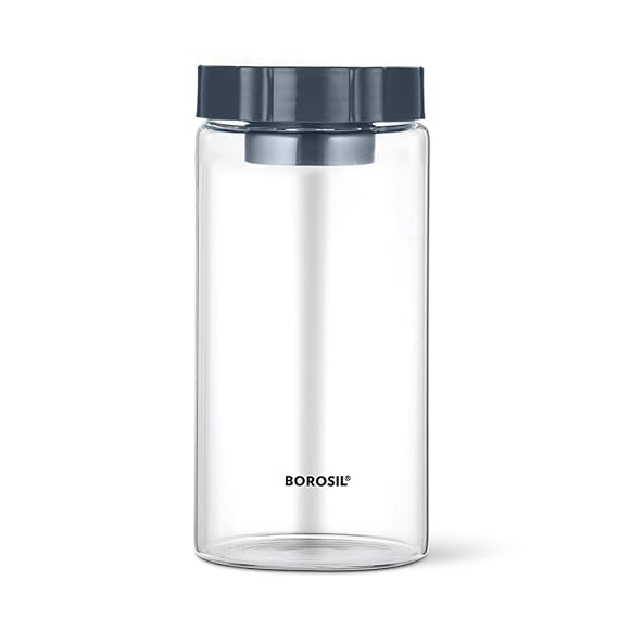 Borosil 1.2L Easyscoop Endura Glass Jar with PP Lid | Made in India Borosilicate Glass Storage Organiser | Microwave & Dishwasher Safe Kitchen Containers for Spices, Snacks, Grains, Dals | Transparent