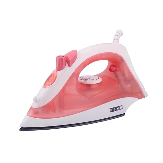 Usha SI 3813 C 1300W Steam Iron with Ceramic Coated Sole Plate, Self Cleaning, 180ml Water Tank, 360° Swivel Cord, Spray & Steam Burst Function Pink