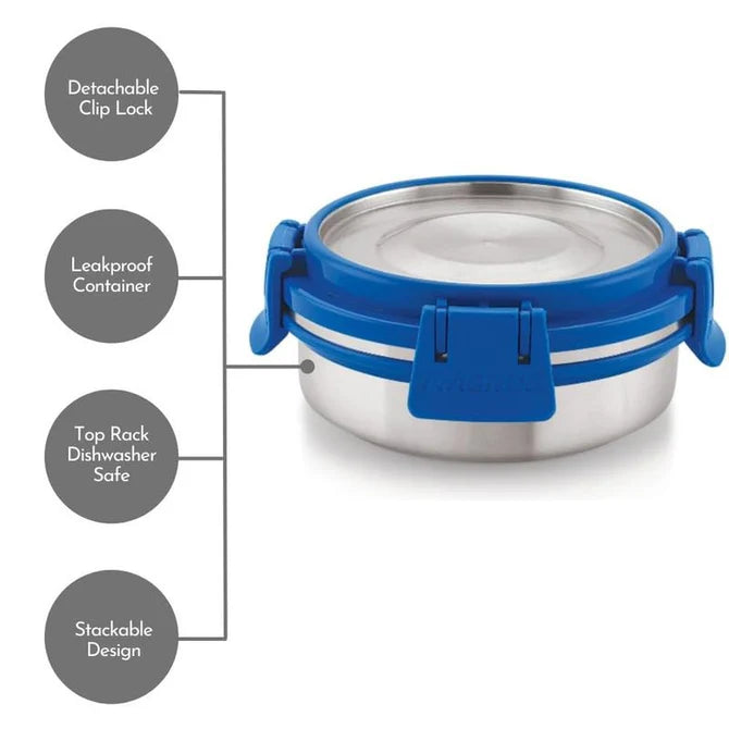 Stainless Steel Airtight Leakproof Storage Deluxe Chocolate Container 200ML with Klip Lock - Ideal Kitchen Accessories Items, Perfect Lunch Box, Lunch Boxes for Office Men