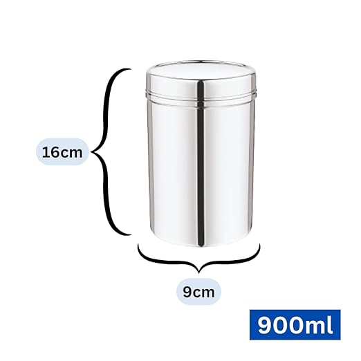 Mukti Stainless Steel Food Storage Jars & Containers|Dabba|Kitchen Jar Opaque Lid|1300ml x 1pc