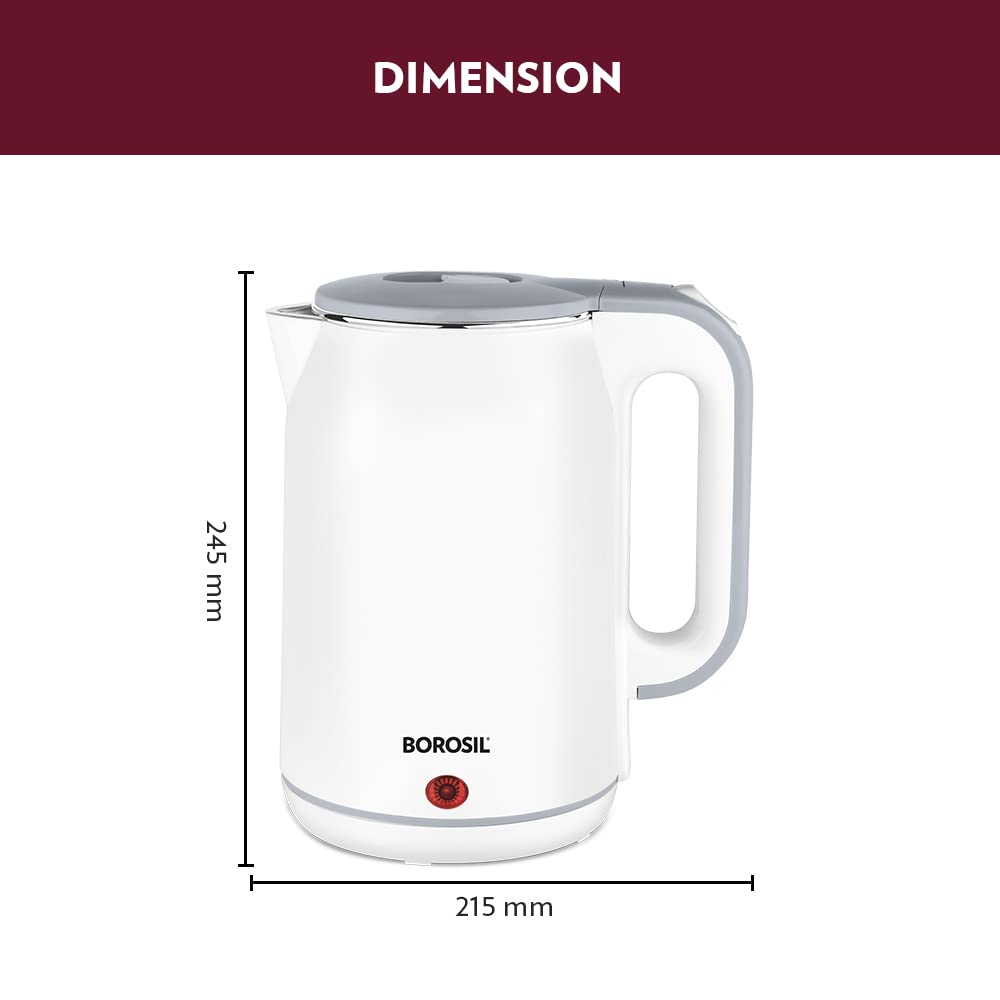 Cooltouch Electric Kettle, Stainless Steel Inner Body, Boil Water For Tea, Coffee, Soup, Silver, 1800 Watts, 1.8 Liter