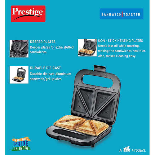 PSDP 01 New Deep Sandwich Maker 750W with Non-stick Heating Plates