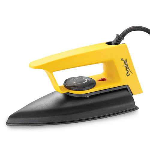 Magic Magnite 750W Dry Iron|Greblon Non-Stick Coated Sole Plate|Wide Range Of Fabric Interface|Light Weight|Neon Indicator Light | Yellow & Black