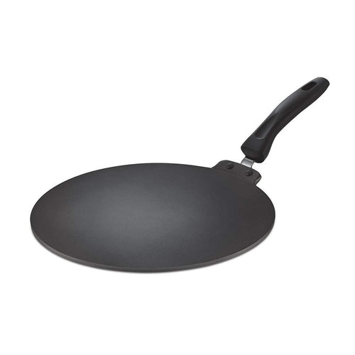 Omega Deluxe Induction Base Non-Stick Aluminium Flat Dosa Tawa, 30 cm, Red 36730