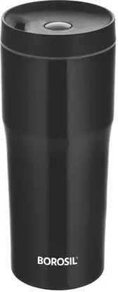 Borosil Hike Tumbler Black Vacuum Insulated Spillproof Travel Mug – 480 mL (BTUO500BLK36) | Hot & Cold Beverage Mug for Travel, Gym & Outdoor Use