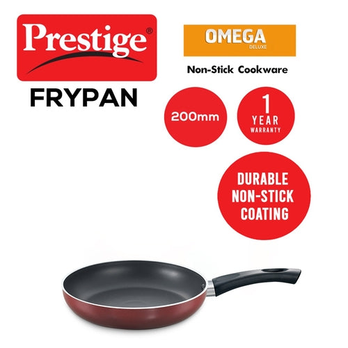 Omega Deluxe Aluminium Induction Base Non-Stick Fry Pan, 20cm (Red) 36722