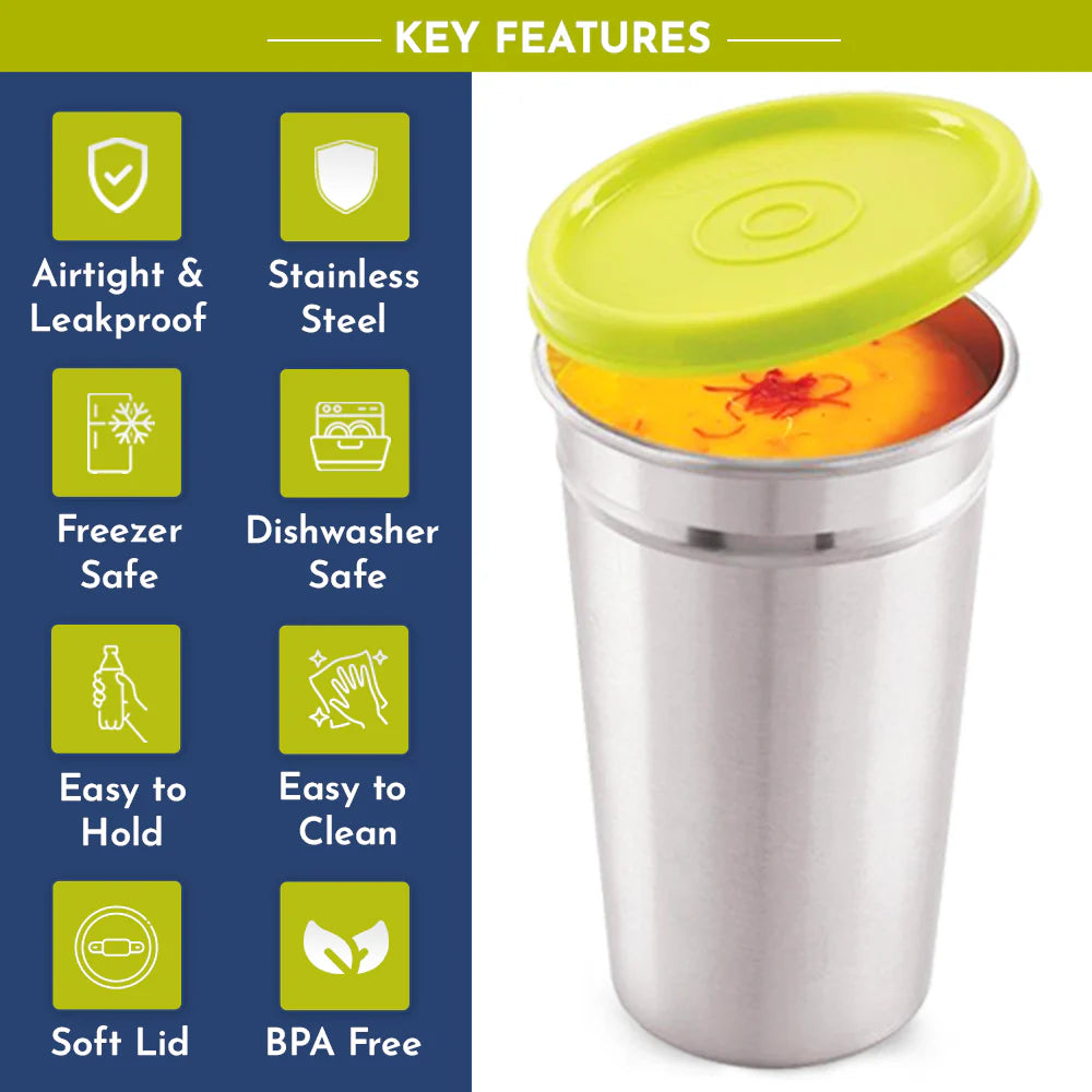 Easy Lock Tumbler – 350 ml | 100% Spill-Proof & Airtight Stainless Steel Tumbler with Straw | Travel Coffee Mug for Adults, Kids & Toddlers | Sleek, Portable & Easy to Handle (Pack of 1, Silver)