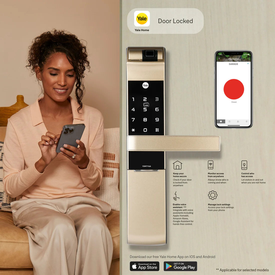YDM 7116A Smart Lock (Champagne Gold)