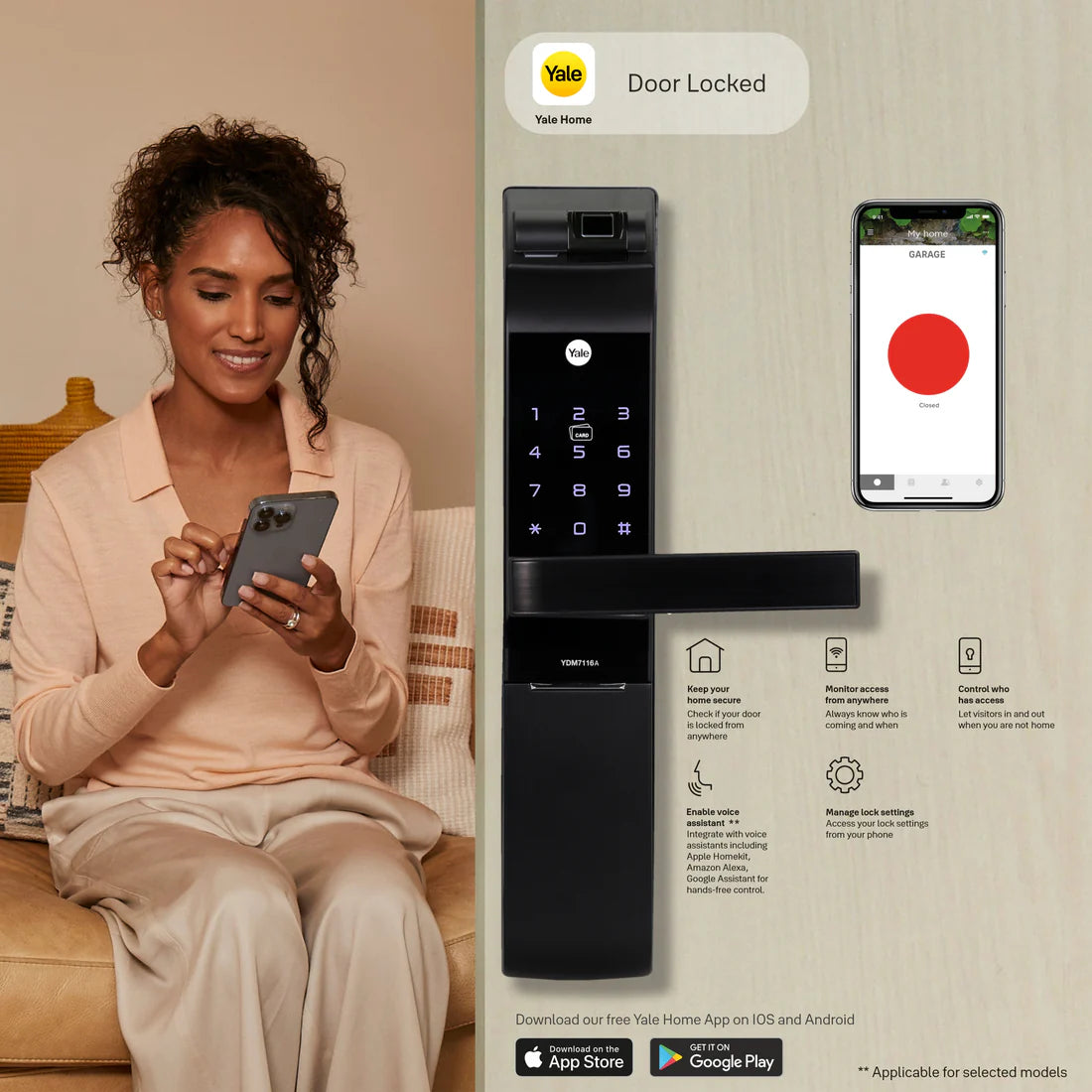 YDM 7116A Smart Lock (Matt Black)