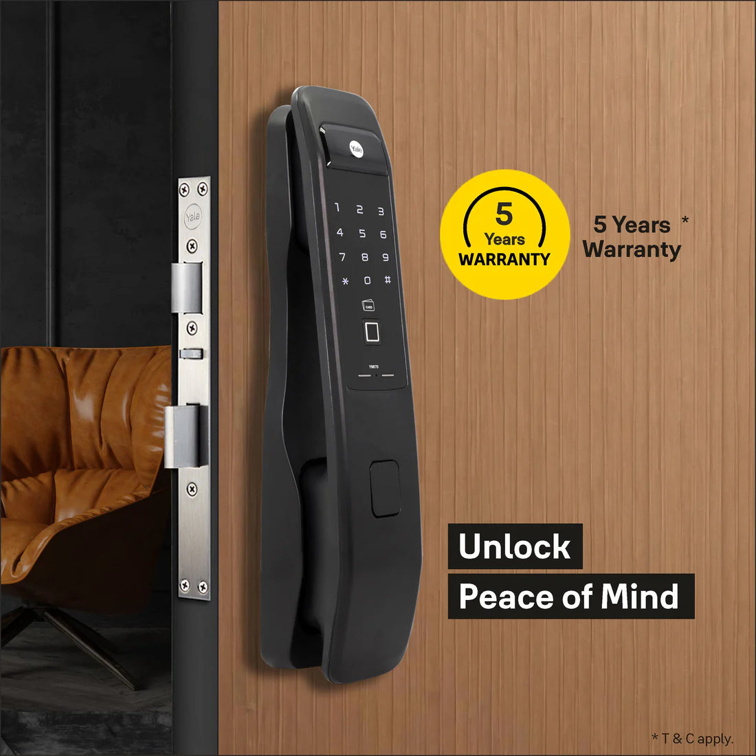YMI 70 MB - A Series Push Pull Smart Lock (Matt Black)