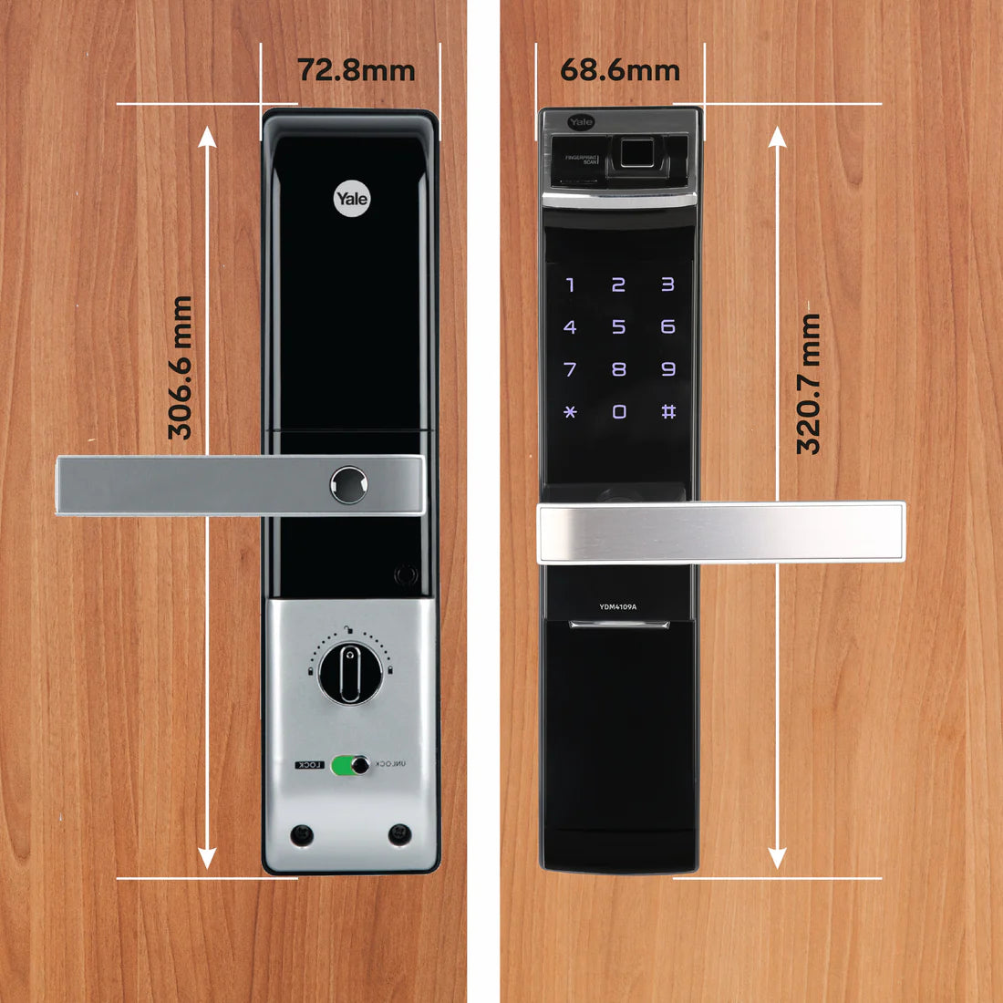 YDM 4109-A Series Biometric Smart Lock (Black)