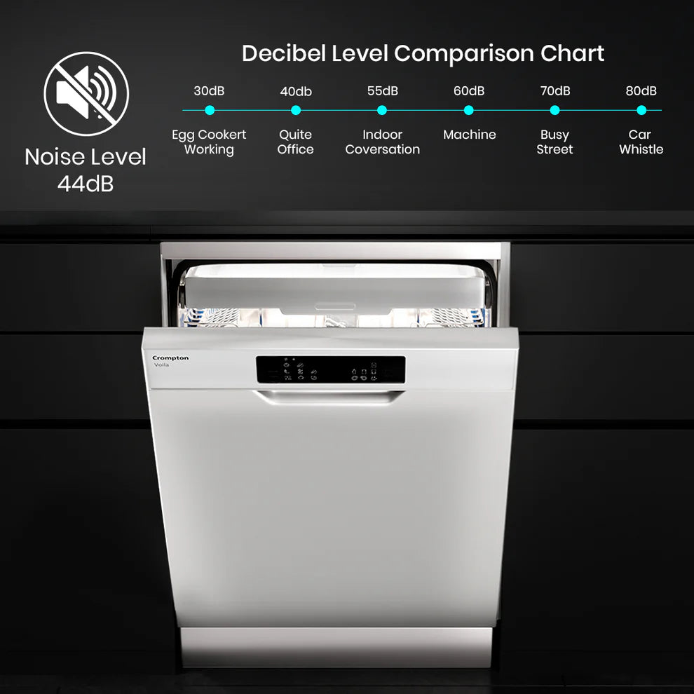 Voila 13 Place Setting Freestanding Dishwasher with Steam Wash, Turbo Drying & Hygiene Wash