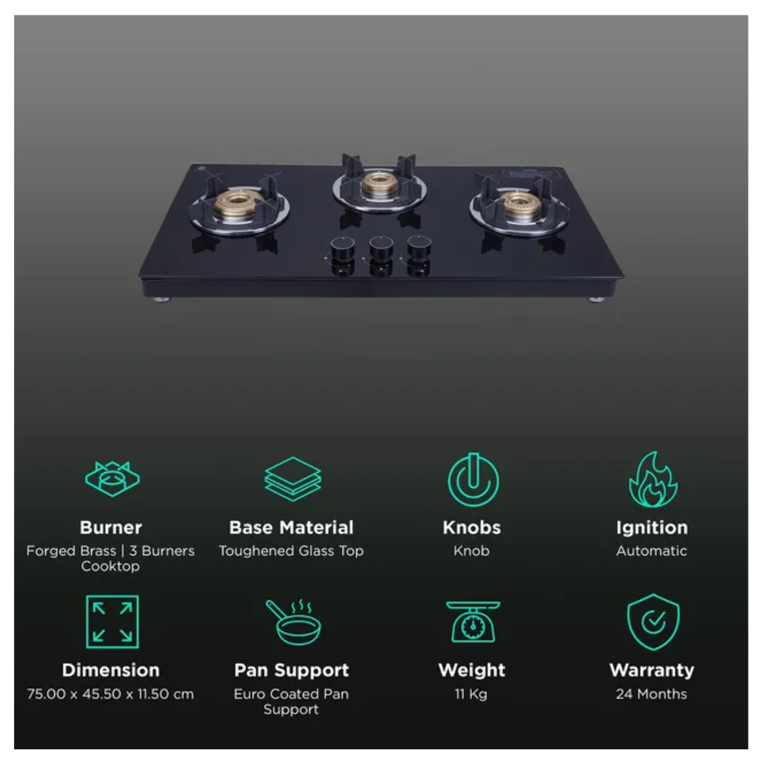 773 CT VETRO TKN CROWN DT AI Elica Slimmest 3 Burner