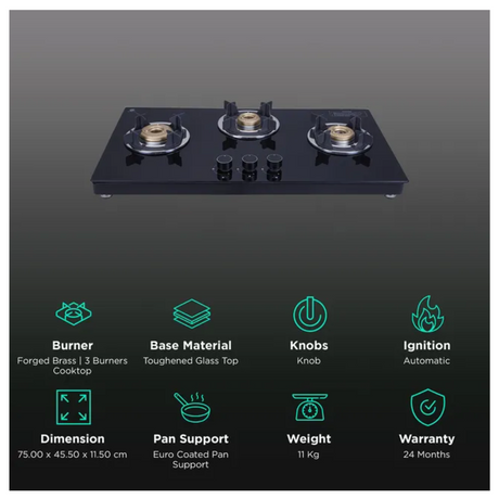 773 CT VETRO TKN CROWN DT AI Elica Slimmest 3 Burner
