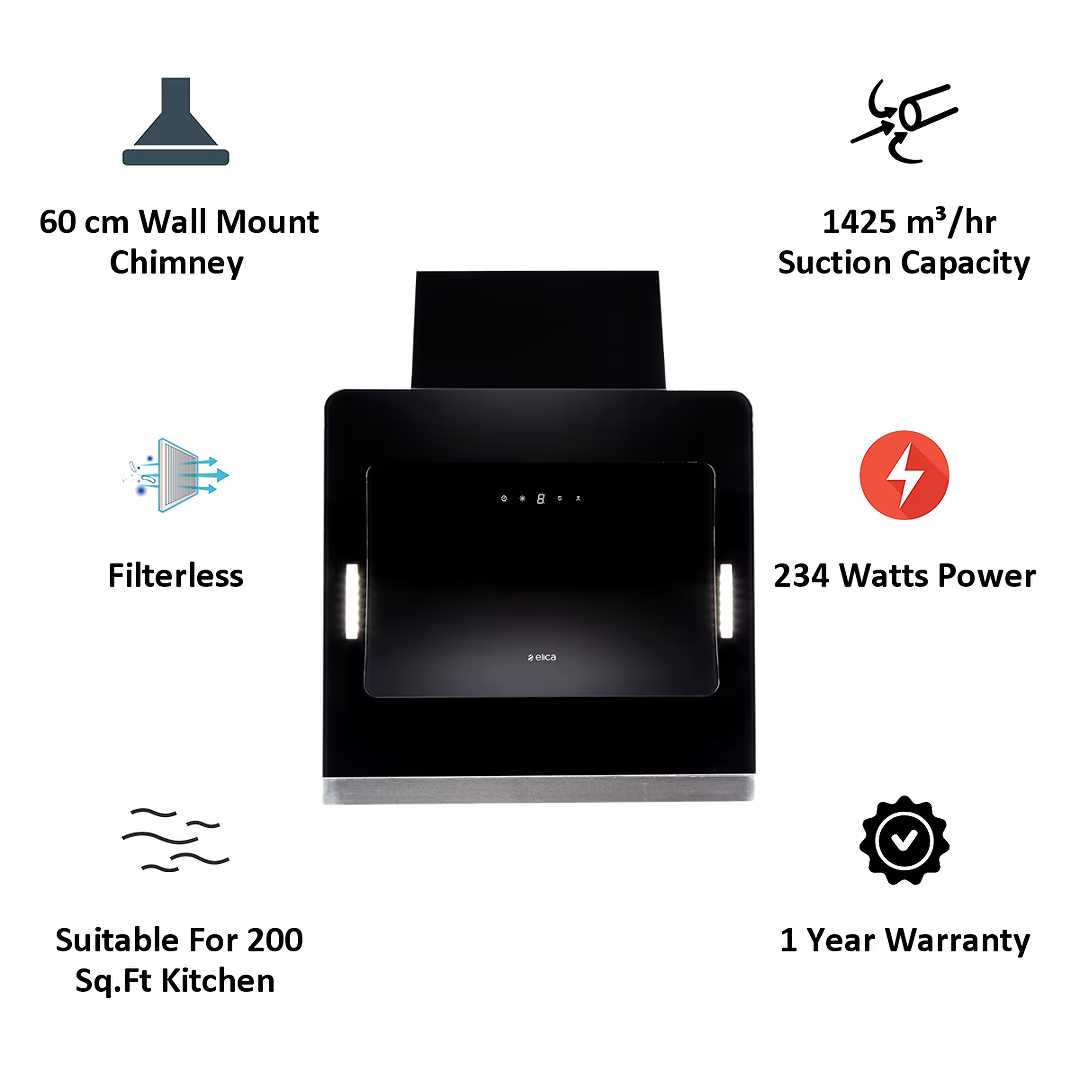 ELICA EFL GRACEFUL HE LTW 60 BK TC3V LED