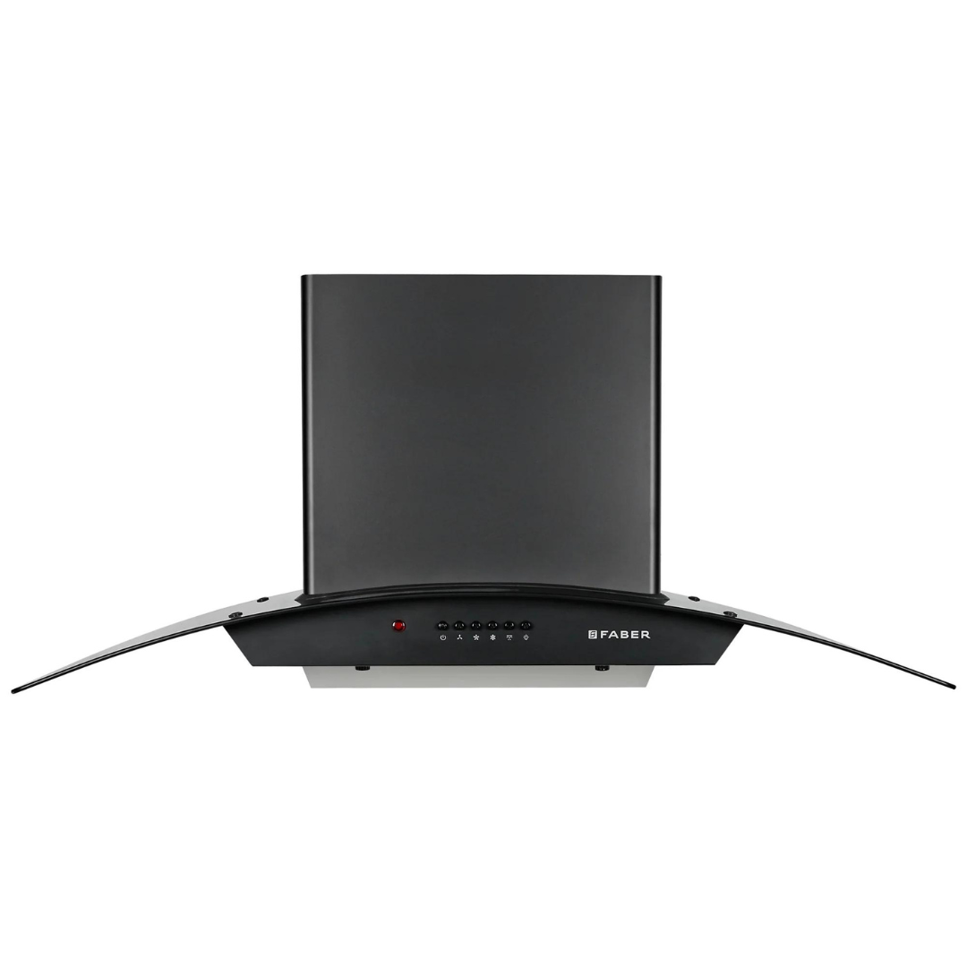 Faber Hood Alpha HC PB BK 90 1500 m鲁/hr Auto clean  Wall Mounted  Chimney Baffle Filter Touch Control & Motion Sensor Black Tempered glass With Stainless Steel