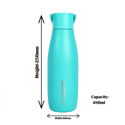 Trendy 480ml Stainless Steel Water Bottle, Vacuum Insulated Flask, Blue | Hot & Cold | Easy to Carry | Leak Proof | PB 480-02