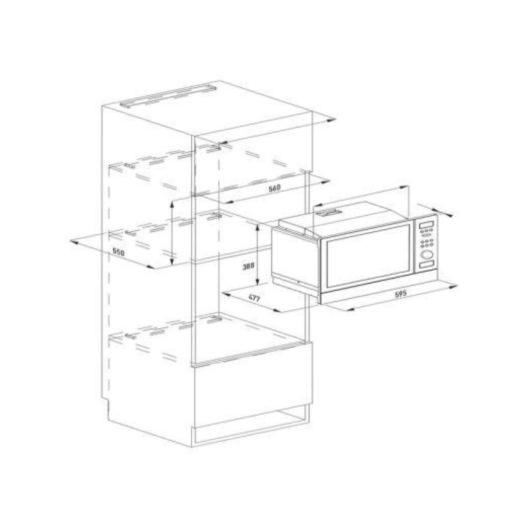 Faber FBIMWO 32L GLB 32 Liters Built-In Microwave Oven Electric Control Three Layer Glass Door Black Finish