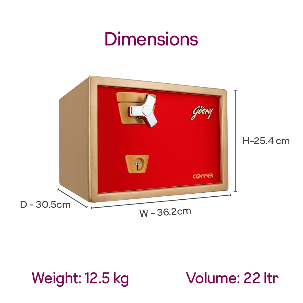 Premium Coffer V1 Red Home Locker with Key Lock