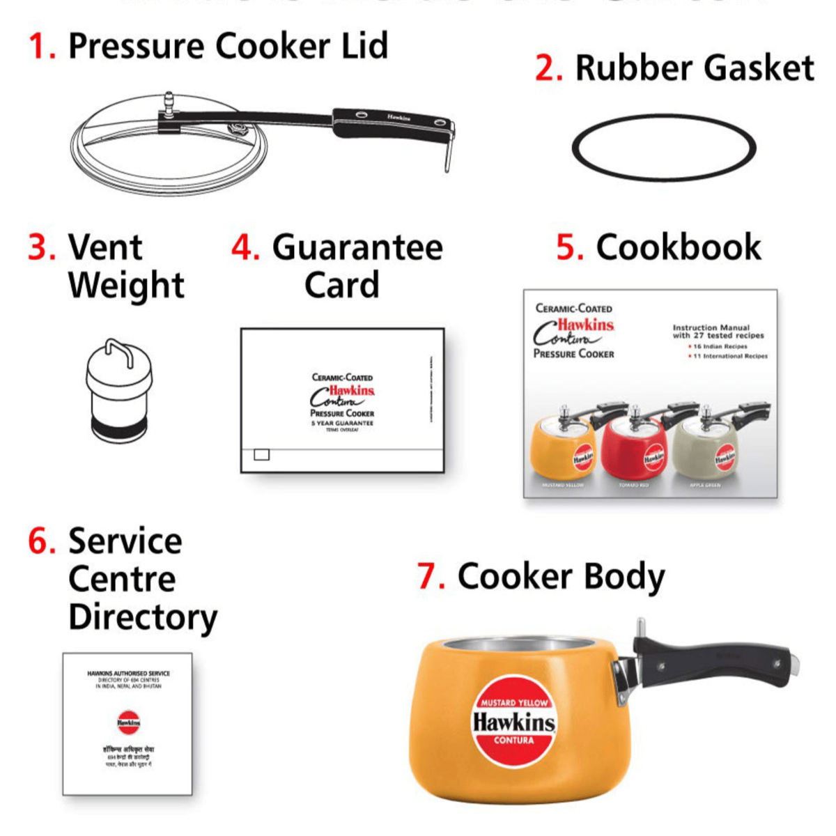 Hawkins Ceramic Coated Contura Pressure Cooker Mustard Yellow 5 Litre : CMY50