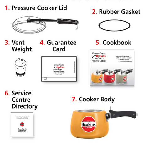 Hawkins Ceramic Coated Contura Pressure Cooker Mustard Yellow 5 Litre : CMY50