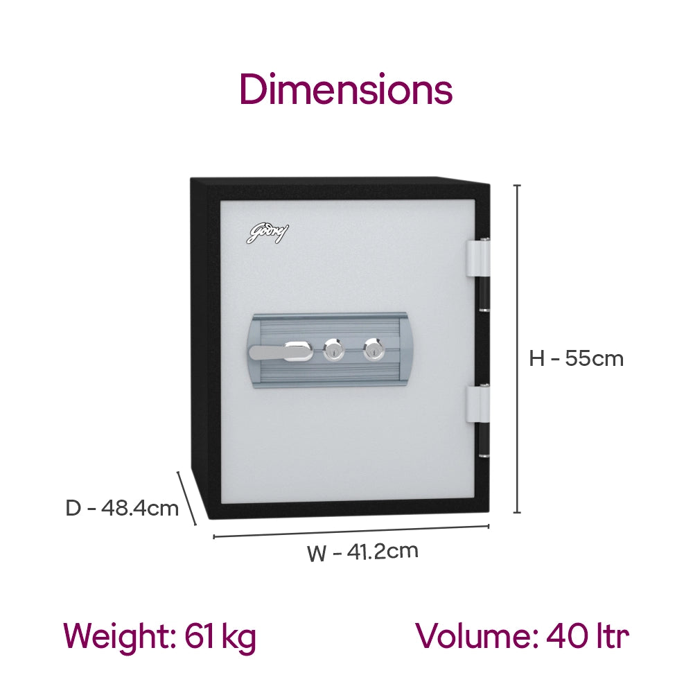 Safire 40L Fire-Resistant Home Locker with Key Lock