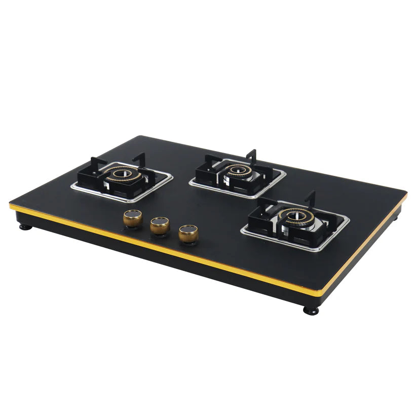 Shine Gold Three Burner Gas Stove/Hob Top Auto Ignition