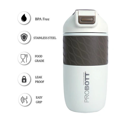 Pluto 520ml Vacuum Insulated Flask – Hot & Cold Stainless Steel Water Bottle, White | PB 520-01