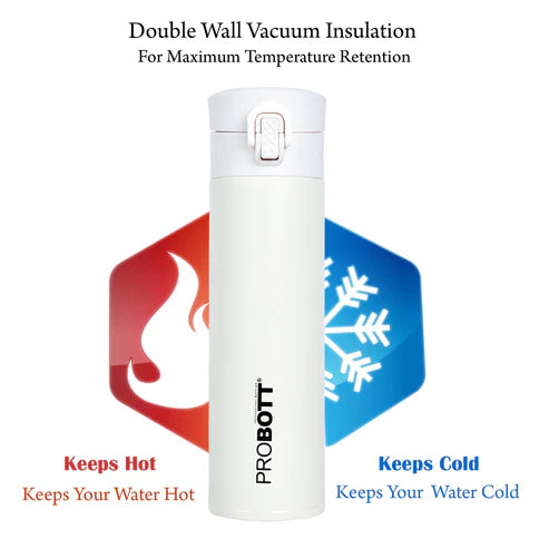 Glitter 300ml Travel Flask – Hot & Cold Vacuum Insulated Stainless Steel with Flip Top Cap, White | PB 300-05