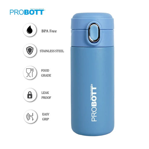Pride 300ml Thermosteel Hot & Cold Insulated Stainless Steel Travel Flask, Blue | Spill Proof Coffee & Tea Mug | Easy Grip, Easy to Carry | PB 300-06