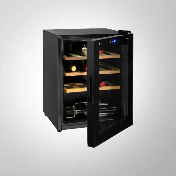 WC 48 TH BW Free Standing Wine Cooler – 16 Bottles, Thermoelectric Cooling, Black Glass Door