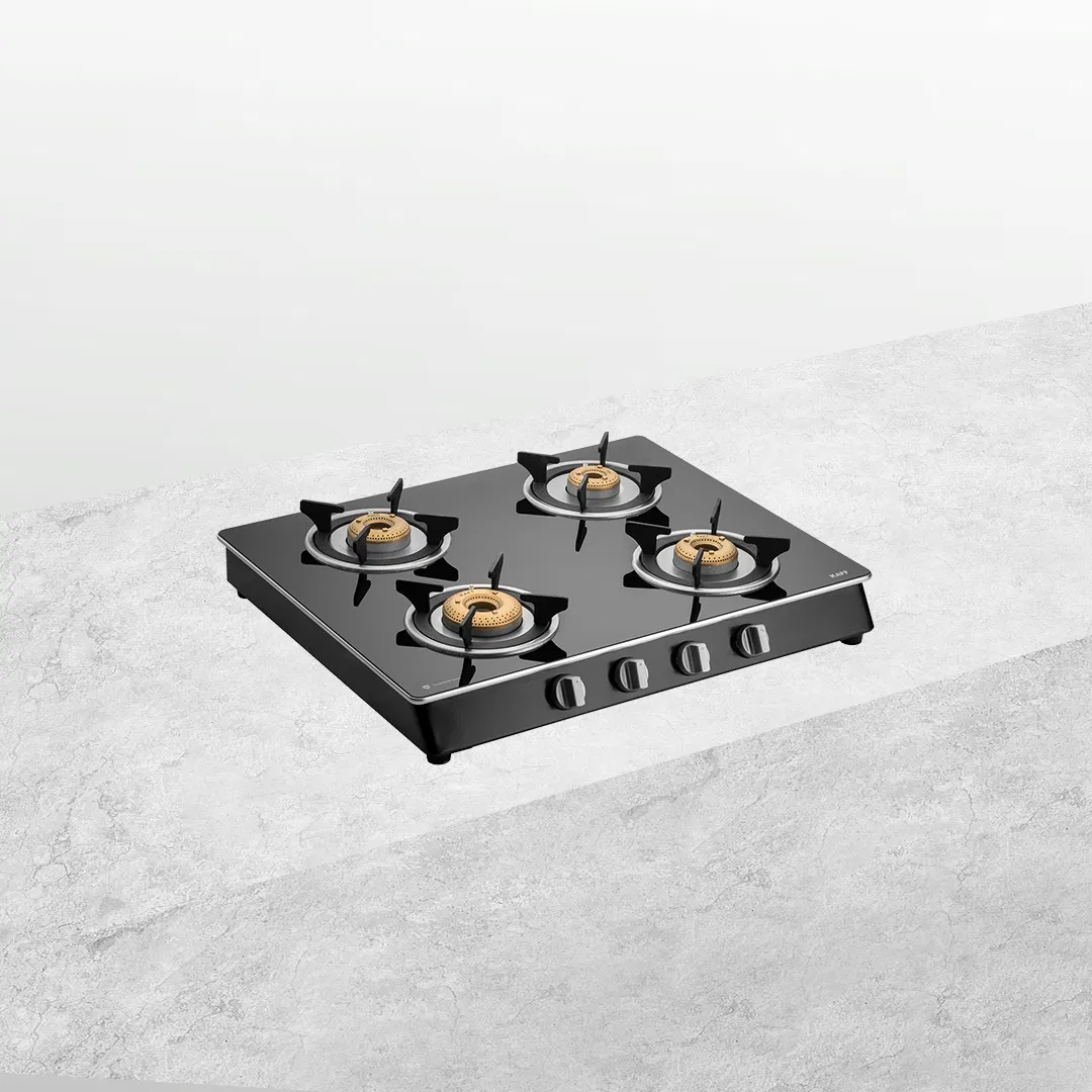CTAI 63 4B – 4-Burner Auto Ignition Gas Stove | High Safety Valves | Black Tempered Glass
