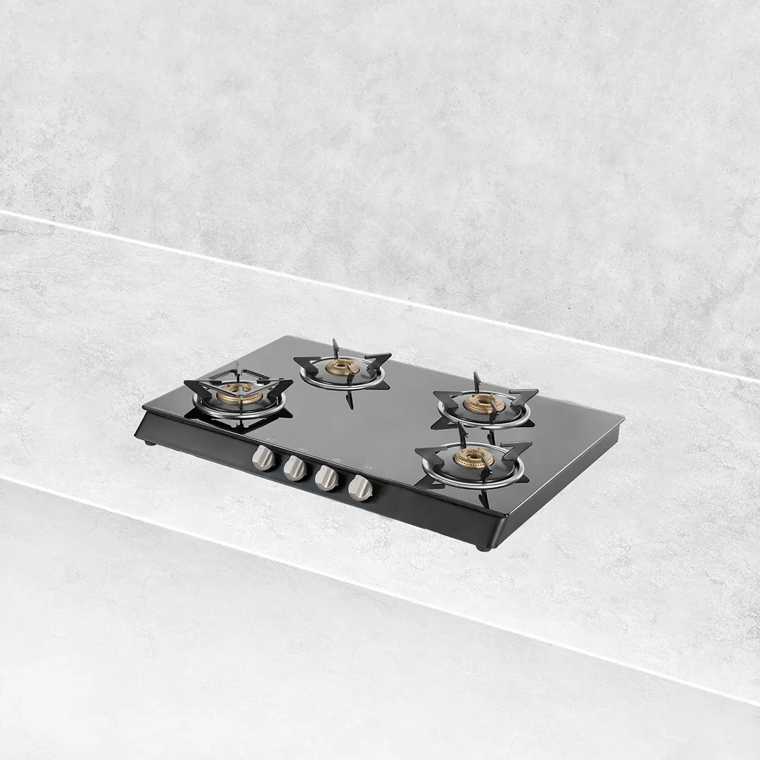 CTB694B – 4-Burner Manual Ignition Gas Stove | High-Efficiency Brass Burners | Black Tempered Glass