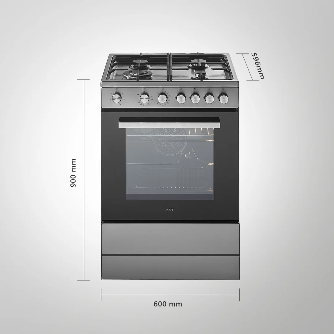 KAB 60 SS 60cm Cooking Range | Stainless Steel | 4 Gas Burners with Triple Ring Burner | Electric Oven | Convection