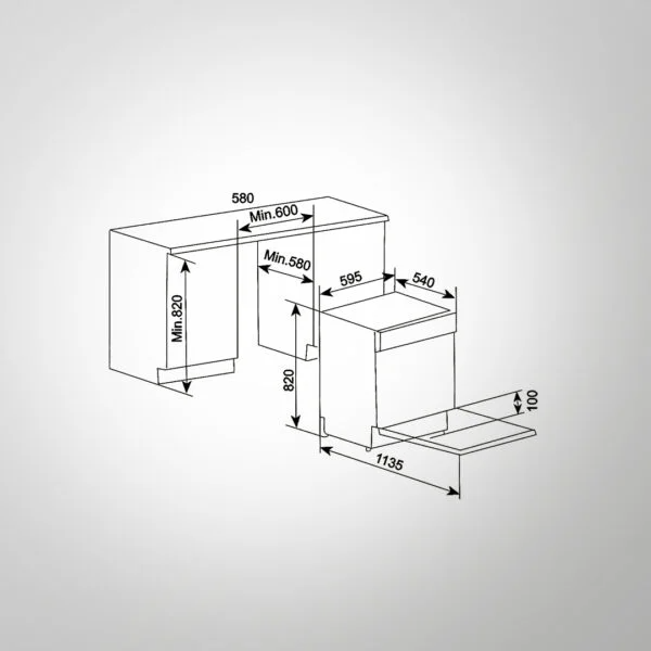KDW BIN 60 Intra Built-In Dishwasher | 14 Place Settings | Digital Display | 8 Wash Programs