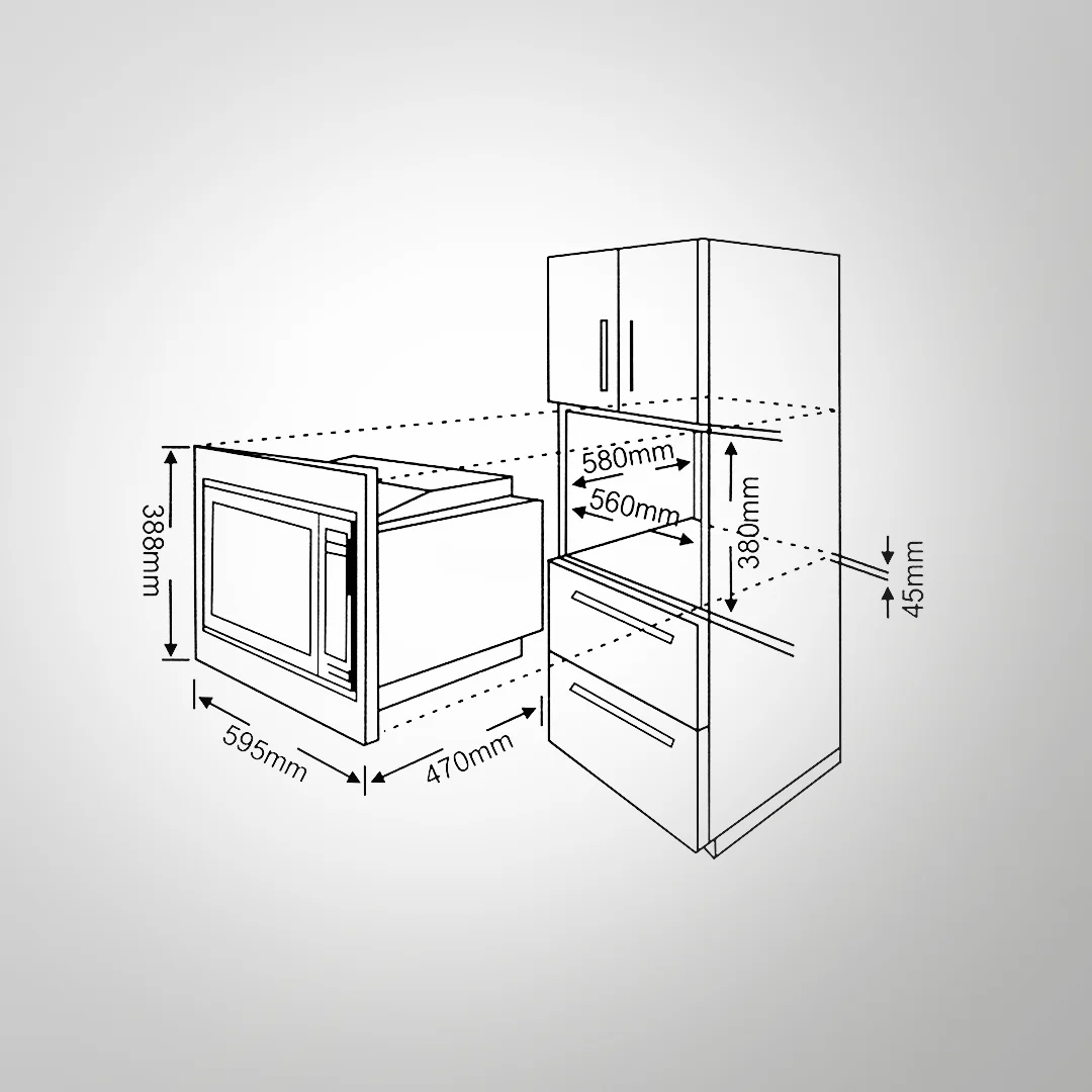 KMW8A-BLK – 25L Built-in Microwave Oven With Touch Controls