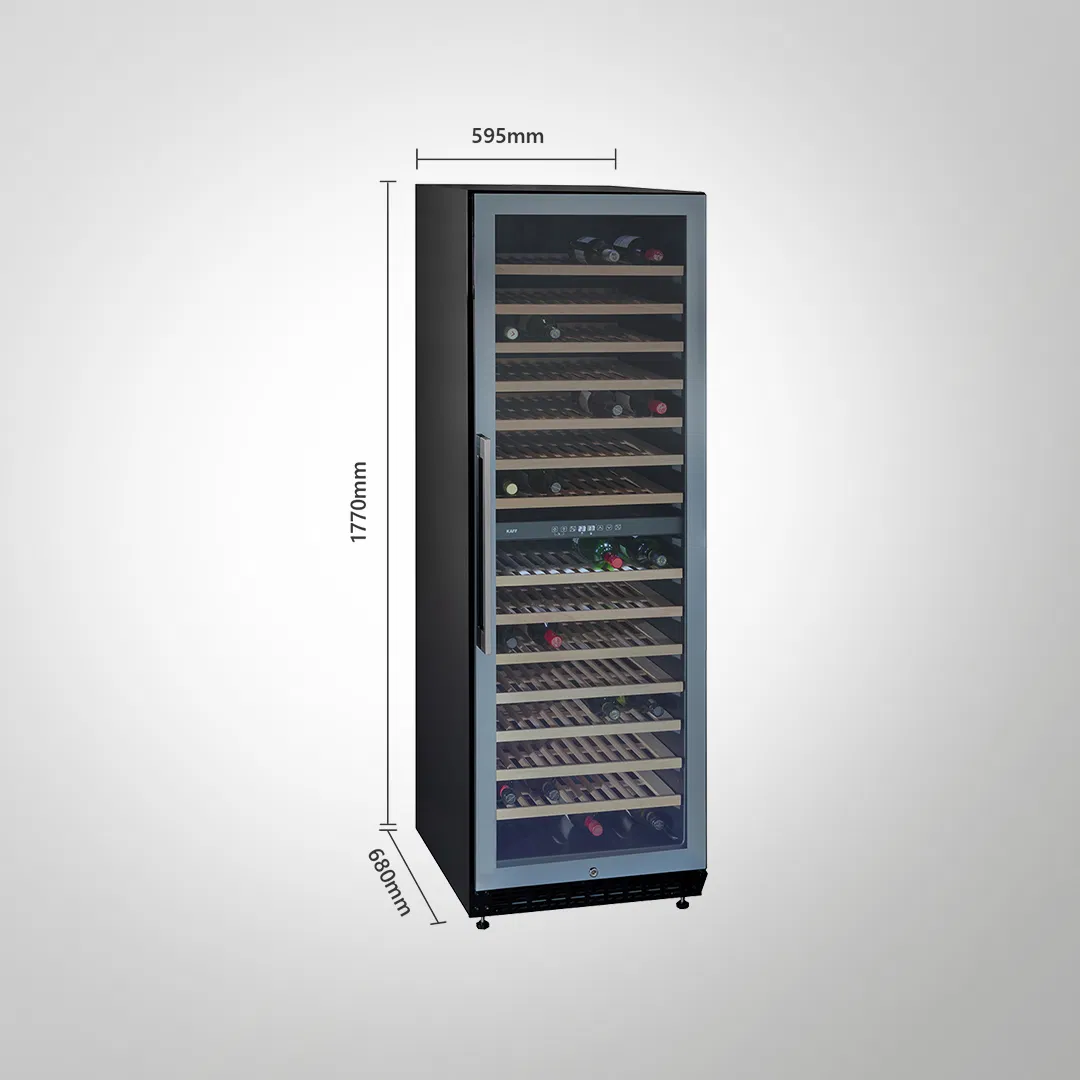 WC 418 DZ Dual-Zone Wine Cooler | 171 Bottle Capacity, Touch Control, Full Mirror Glass Door, and Compressor Cooling