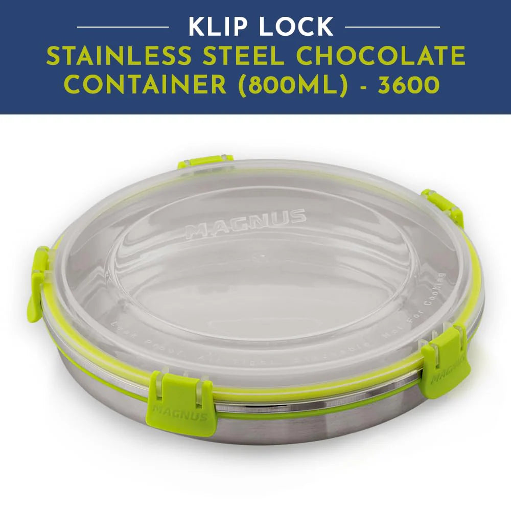 Klip Lock Stainless Steel Airtight Leakproof Storage Container 800ML – Durable Lunch Box for Office Men & Kids, Premium Kitchen Accessories Item
