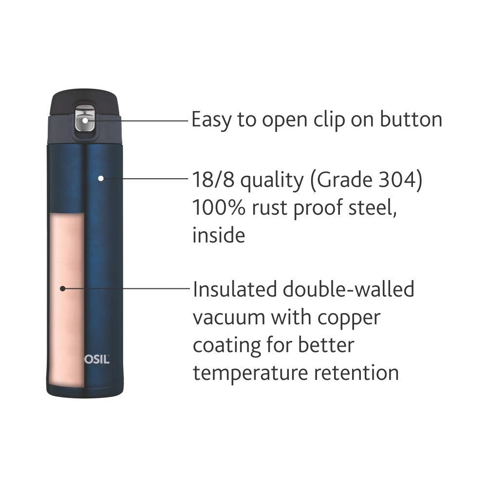 Nova Blue Stainless Steel Hot & Cold Bottle – 500 mL (BTSO0BE111) | Leak-Proof Sipper Bottle for On-the-Go