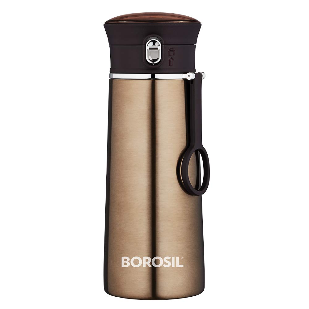 Travelease Brown Stainless Steel Hot & Cold Bottle – 420 mL (8T4208N101) | Leak-Proof Sipper Bottle for Travel & Daily Use