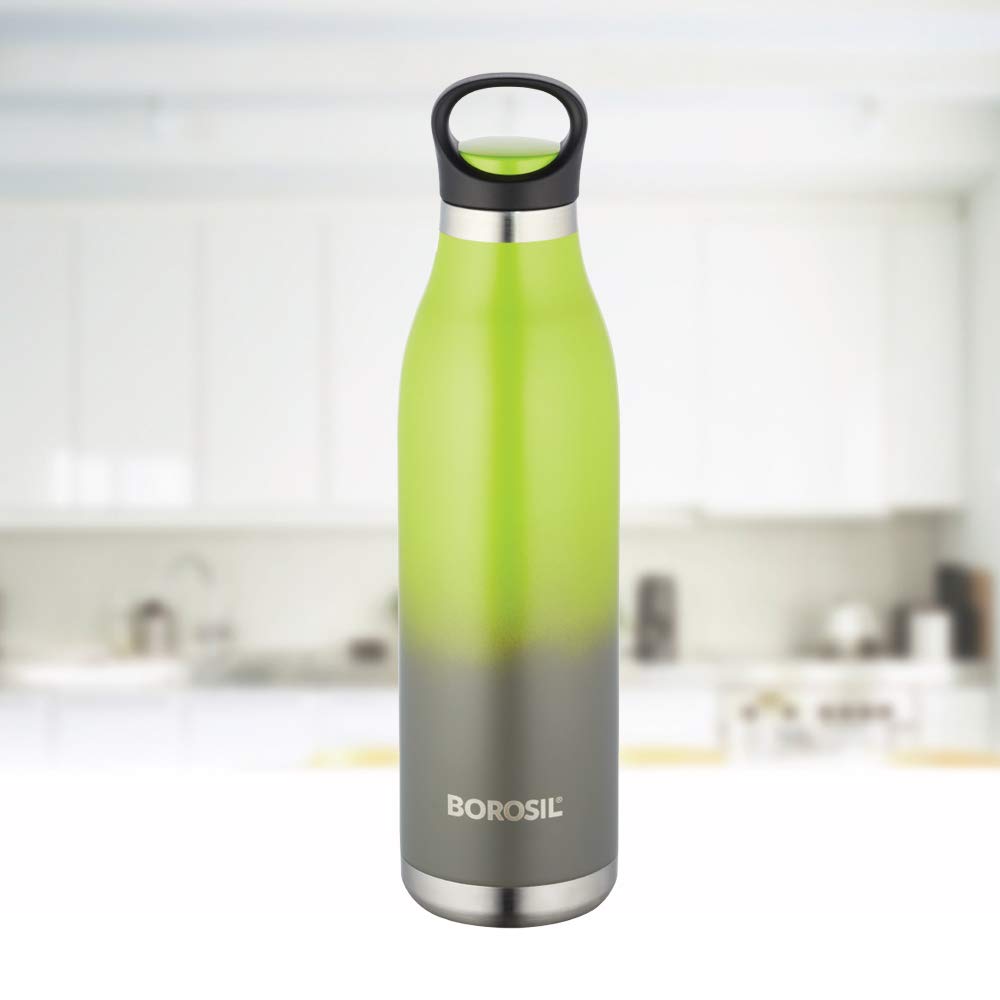 ColourCrush Green 700ML Hot & Cold Stainless Steel Bottle | 24 Hrs Temp Retention | Easy Carry Handle | BTO700GRN401