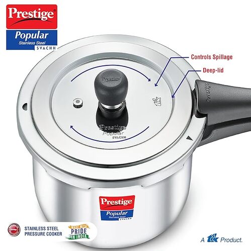Prestige Popular Svachh Spillage Control SS Pressure Cooker 7.5L 20174