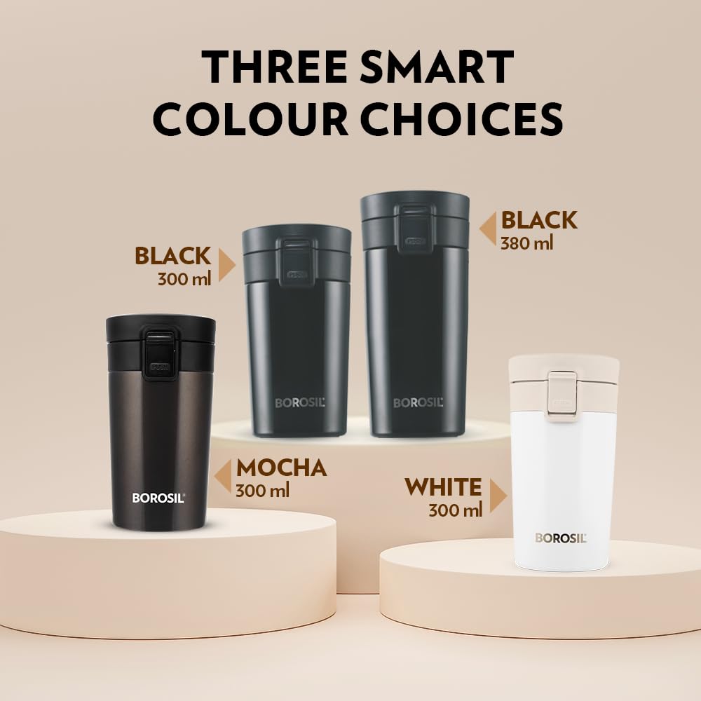 Coffeemate Insulated Mug 380ML Black | Leakproof Travel Mug with Touch Lid & Tea Infuser | BT380BLK130