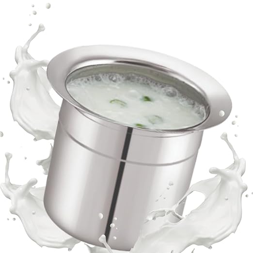 Mukti Stainless Steel Food Storage Jars & Containers|Dabba|Milk Pot, Lota, Gunj|Milky Mist|1350ml x 1pc