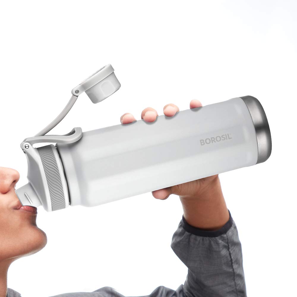SportSip Slate Grey 710ML Hot & Cold Stainless Steel Bottle | Wide Mouth, Leakproof, Soft Finish | BT0710SGY402