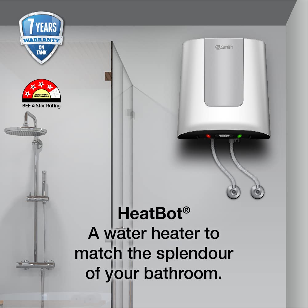 Heatbot 15L Electric Geyser with 2X Corrosion Resistance 2kW Heating Element & Blue Diamond Glass-Lined Tank | 8 Bars Pressure Handling | Water Heater for Bathroom SZS-015