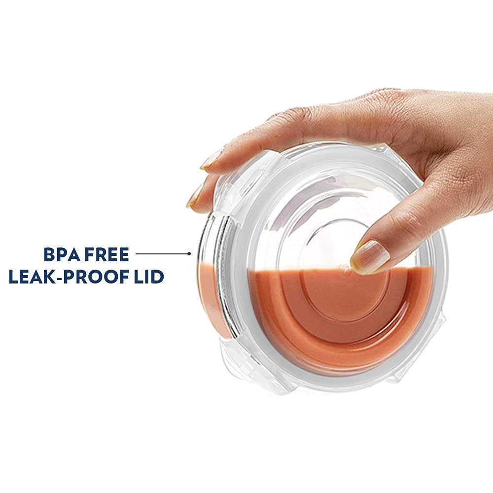 Borosil Klip-N-Store Set of 3 Microwave & Oven Safe Gift Set, Glass Storage Container, 400ml, 620ml & 950ml Round, with Air Tight Lid (Transparent)